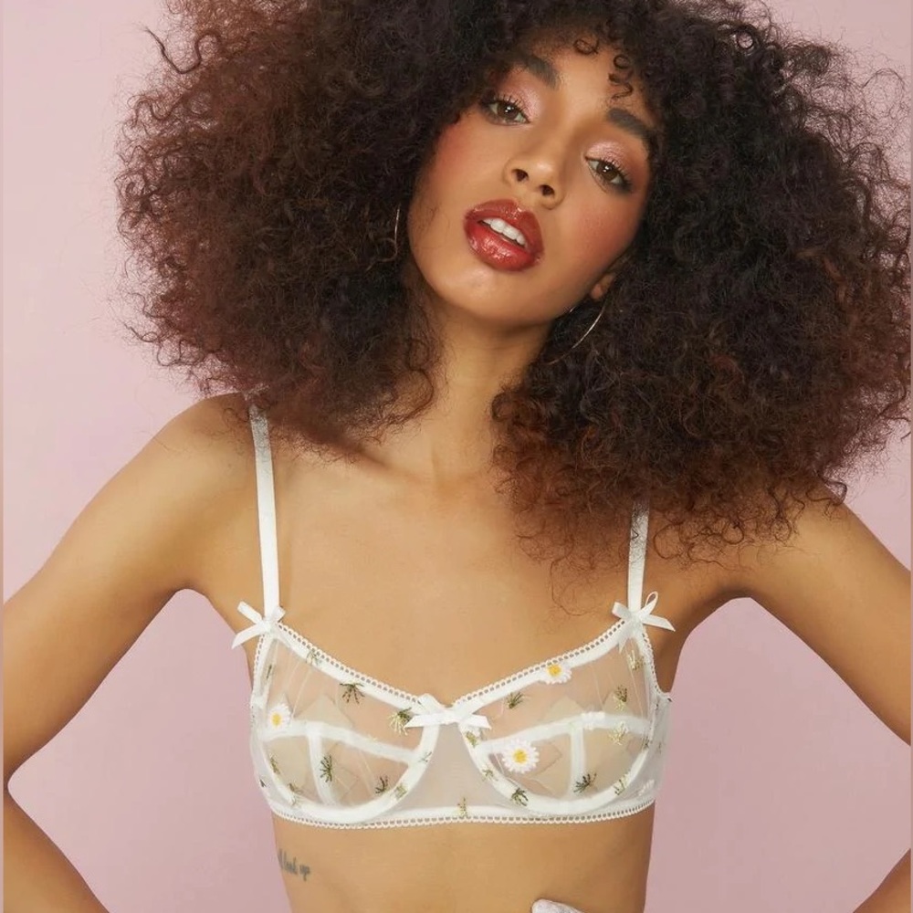 NWOT sheer/mesh daisy bra